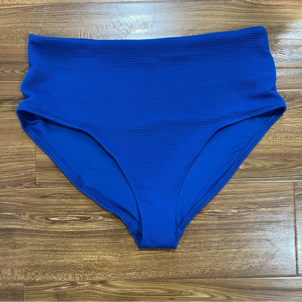 Bright Blue Ribbed Bikini Set - Picture 2 of 7